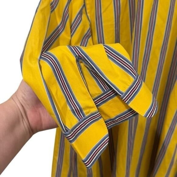 Lauren Ralph Lauren Yellow Striped Boxy Button Down Peasant Bohemian Artsy 1X - Picture 7 of 11